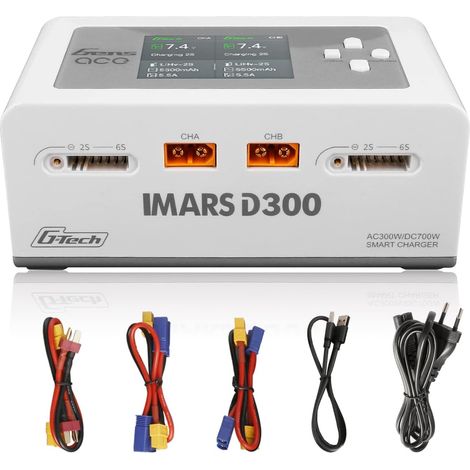 Chargeur de Batterie Imars Dual Channel AC 300W DC 350W2 Balance Chargeur avec Adaptateur Secteur(Blanc) (1/5)