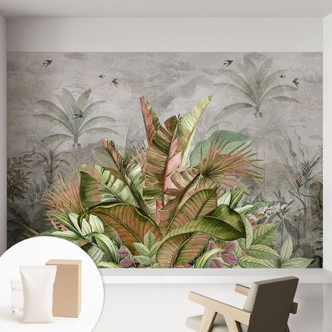 Newroom Tapete Dekorative Vliestapete mit Kleber Modern für Wohnzimmer Schlafzimmer  Exotischer Dschungel 152x104 cm (1/5)