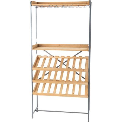Meuble à vin en bois et métal 84 x 30 x 170 cm (1/4)