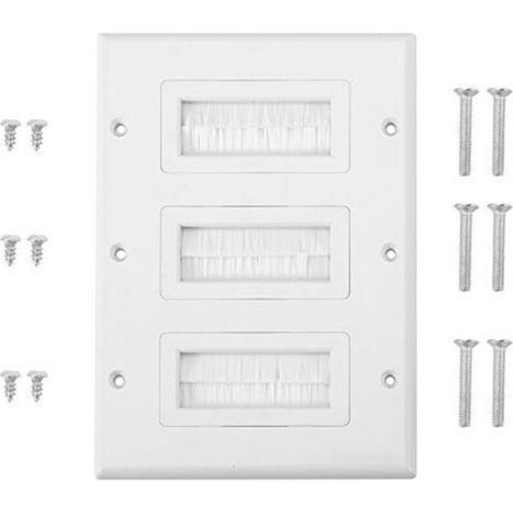 Brosse Plaque Murale, Câble Entrée Sortie Brosse Plaque en Plastique Anti Poussière, Passe-Câble Passage de Câble Trou pour Câbles HDMI ou Câbles Réseau/Téléphoniques(3) (1/4)