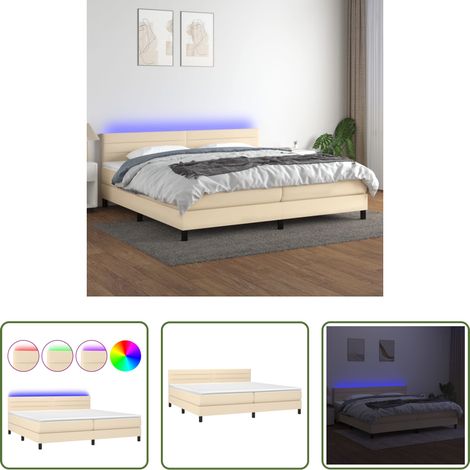 Matratze -  Boxspringbett mit Matratze & LED Creme 200x200 cm Stoff (1/5)