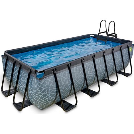 EXIT Stone Pool 400x200x100cm mit Sandfilterpumpe - grau