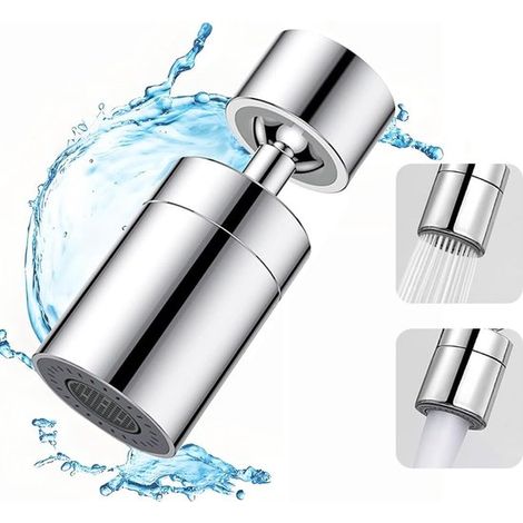 Aeratore per rubinetto, ruotabile a 360°, due modalità di funzionamento per rubinetti, prolunga per accessori cucina e bagno, con filettatura esterna M22, (1/5)