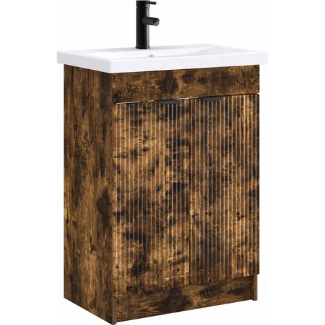 Badezimmermöbel-Set Geräucherte Eiche 56 x 37,5 x 81 cm vidaXL