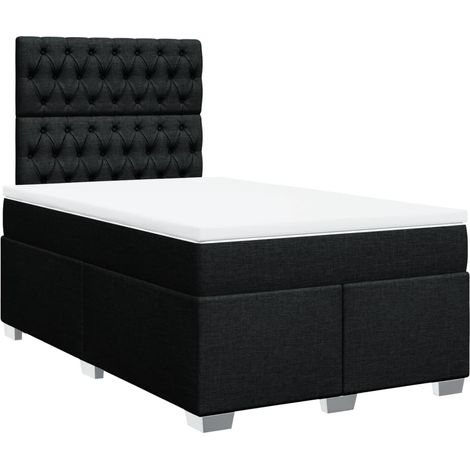Lit double  Lit adulte  Sommier à lattes de lit avec matelas noir 120x190 cm tissu
