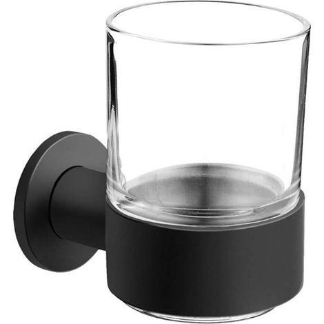 Novaservis Ferro Smile - Portacepillos y pasta de dientes, cristal/negro ASM03BL (1/2)