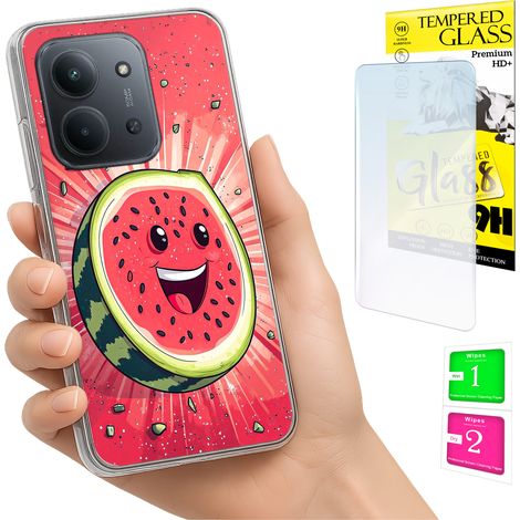 Custodia per Xiaomi Redmi 15C 5G 173mm / Poco C85, retro color anguria + vetro 9H (1/5)