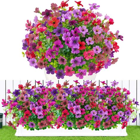 Fleurs artificielles 6 Bouquets, résistantes aux intempéries et Anti-UV, Fleurs artificielles Exterieur, Aspect réaliste, Fausse Plante Exterieur, déco intérieure/extérieure, Photo, Table (1/5)