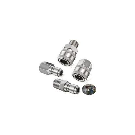 Raccords haute pression 1/4 pouce filetage intérieur NPT, lot de 4, argent Crezuo (1/4)