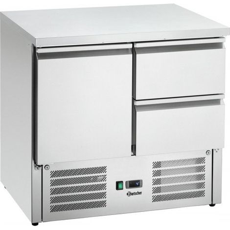 Mini table inox 260 Litres ventilée positive 1 x GN 1/1, 2 x GN 1/1, 1 porte pleine, sans dosseret, 200 W, 220 V - MONO