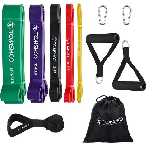 Kit per allenamento di resistenza a casa, set di elastici in TPE con morsetti di conversione per ancoraggio alla porta, attrezzatura per l'allenamento della forza, allenamento portatile con codice col (1/5)