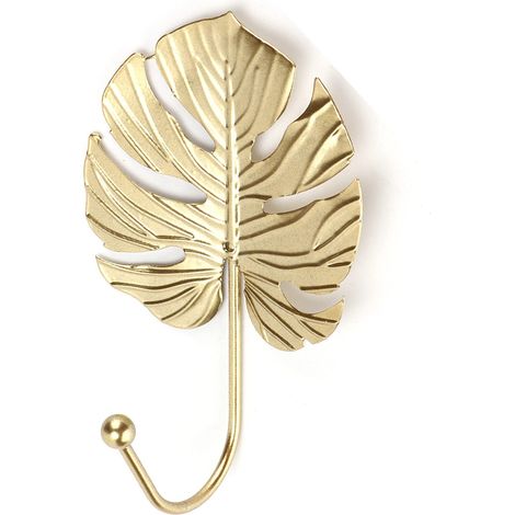 Crochet pratique dorée mini cintre en forme de feuille élégant fonctionnel créatif en métal pour porte de placar (1/5)