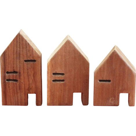 Set di 3 casette decorative in legno massello (1/5)