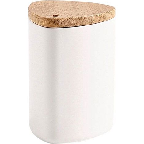 Porte-cure-dents automatique, style scandinave, distributeur de cure-dents en bois et plastique - motif cœur blanc en 2 pièce Femeo (1/2)