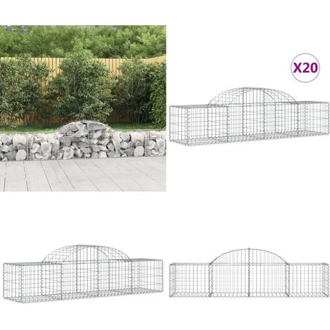 Paniers à gabions arqués 20 pcs 200x50x40/60 cm fer galvanisé - Panier Gabion - Gabion - Clôture Gabion - Décoration Jardin - Mur Gabion - Home & Living (1/5)
