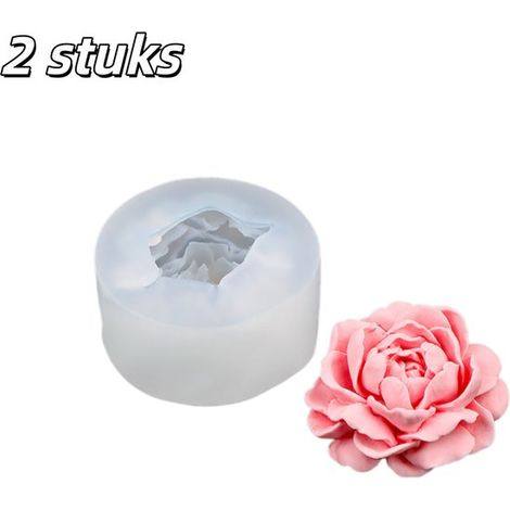 2 Stück Formen 3D Blumen Silikon Kerzenformen Jasminblütenform Gießformen für Kunstharz Backwerkzeuge für Fondant Schokoladentorten Weiß (1/5)