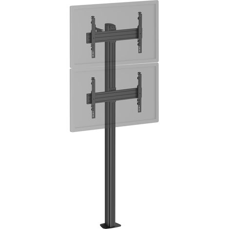 Support TV sur pied - 2 écrans 40''-65'' Hauteur 240cm à visser noir (1/3)