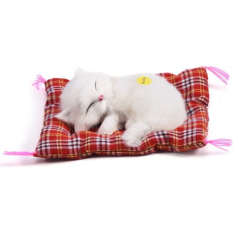 Peluche Chat Blanc Dormeur avec Son - Décoration Douce pour Chambre d'Enfant (1/5)