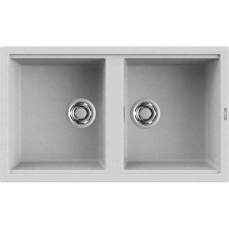 Lavello Elleci Incasso 2 vasche 86x51 Best 450 Metaltek Grigio Aluminium LMB45079