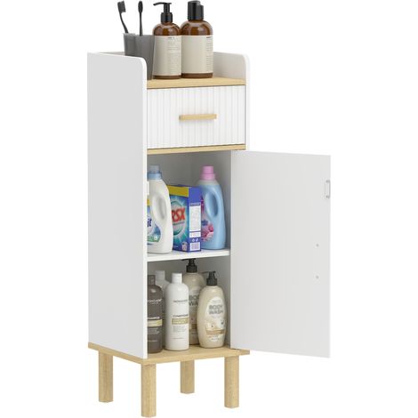 Schmaler Badezimmerschrank mit verstellbarem Einlegeboden, Weiß
