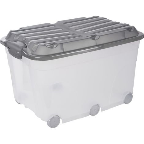 Rotho Aufbewahrungsbox Roller 57 l inkl Deckel + Rollen Kunststoffbox (1/2)