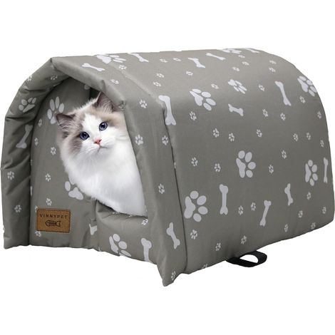 Outdoor Cat Kennel Waterproof Foldable Weatherproof Shelter with Plush Cushion Warm Winter Tent for Cats and Dogs 54 x 42 x 36 cm (1/5)