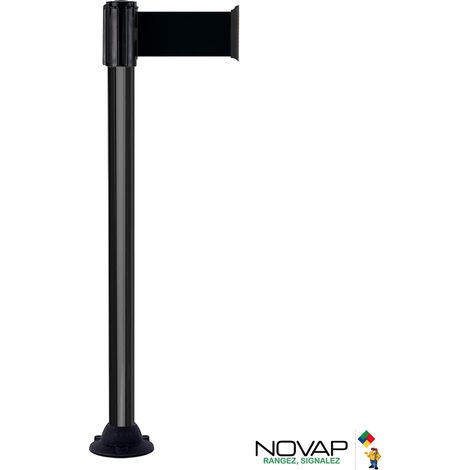 Poteau Alu Noir laqué à sangle Noir 3m x 100mm sur socle fixe - 2700085