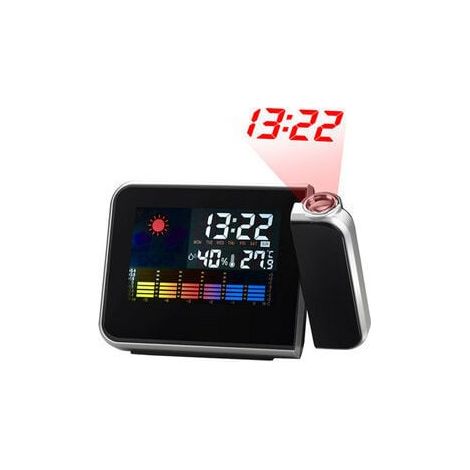 Projection alarm clock, color calendar, dimmable projector, dual alarm clock, LCD display, date, time, temperature, humidity. YMYNY (1/4)