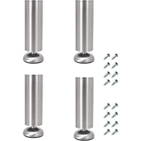 Lot de 4 pieds de meubles réglables en acier inoxydable de 25 cm d'épaisseur pour meuble TV et canapé (1/4)