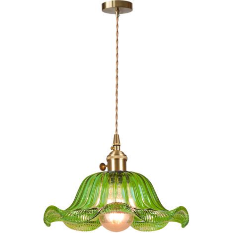 royaluxe- Plafonnier D'Intérieur Vintage Suspension Luminaire En Verre Lustre Rétro Suspension Moderne Vert