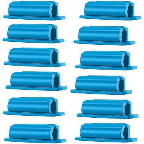 Set mit 12 blauen Silikon-Stifthaltern, geeignet für Filzstifte und Bleistifte. Selbstklebende Silikon-Stifthalter für den Schreibtisch. (1/5)