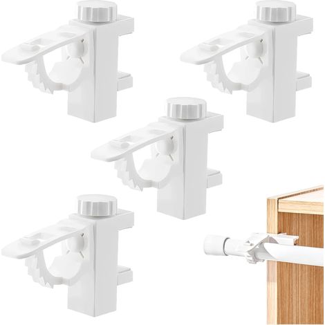 4 Stück Gardinenstangenhalterung ohne Bohren, verstellbare Gardinenstangenhalterung ohne Bohren, 360° drehbarer Haken, einfache Installation ohne Werkzeug, für Vorhänge und Handtücher (1/5)