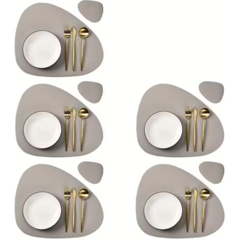 Tischsets, doppelseitige, wasserdichte Tischsets aus Kunstleder, 10er-Set, Untersetzer, rutschfest, abwaschbar (grau, 10er-Set) (1/5)