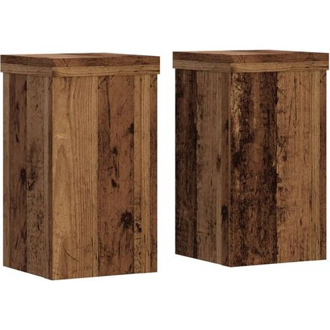 Supports pour plantes, 2 unités, fabriqués en bois recyclé et en bois d'ingénierie (1/5)