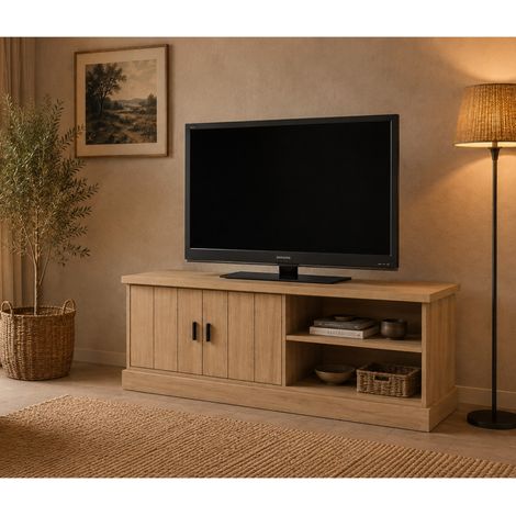 Meuble TV moderne en bois 2 portes 150cm TEODORA (1/5)