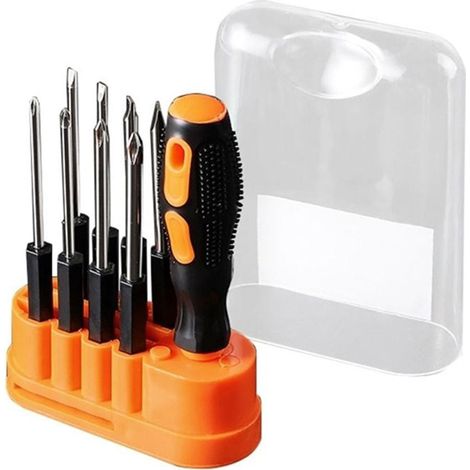 Tournevis Multifonction - 9 En 1 Avec Manche Ergonomique Et 8 Embouts - Pour Réparation Électronique Et Appareils Électroménagers - 12 x 8,5 x 3 cm - 1 Pièce (1/5)