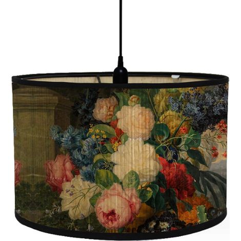 Abat-jour ovales imprimés Hoods - 30 cm x 20 cm - style rétro - adaptés aux lustres et lampadaires - motif floral (1/5)