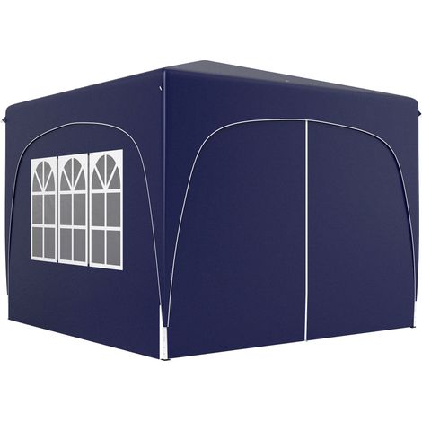 Cenador plegable 3x3 m gazebo azul oscuro con paneles laterales UPF50+, altura ajustable y bolsa de transporte (1/5)
