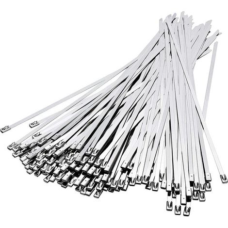 Attaches Câbles en Acier Inoxydable, Collier Serrage Inox, 100 Pièces de 4,6 × 300 mm Attache de Câble en Acier Inoxydable 304 de Haute Qualité, Conception Anti-retour à Bille en Acier, (1/4)
