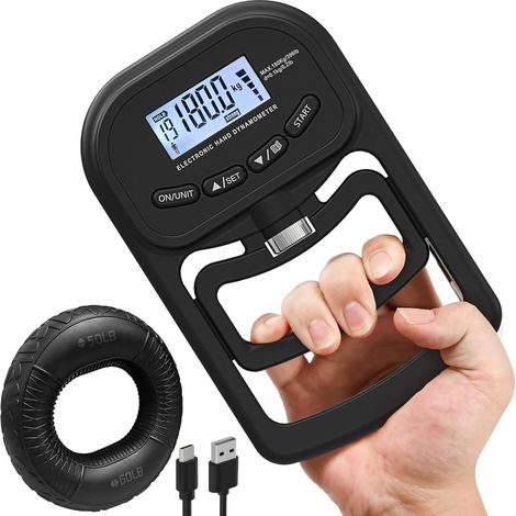 Elektronischer Dynamometer bis 180 kg – USB-C-aufladbar – LCD-Bildschirm – Verstellbarer Griff – Für Sport und Rehabilitation (1/5)