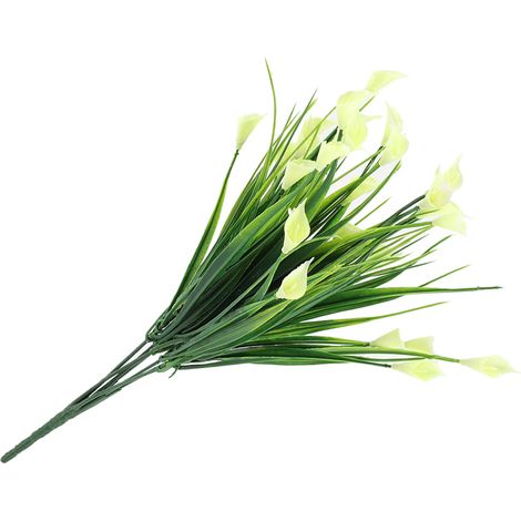 Künstlicher Calla-Lilie-Blumenstrauß aus Kunststoff, künstliche Blätter, Dekoration für Zuhause und Partys (Weiß) (1/5)