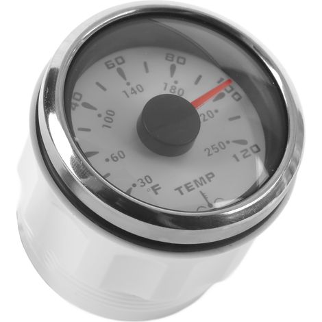Jauge de température d'eau 52mm IP67 étanche, 7 couleurs rétroéclairé, indicateur à aiguille 1600-22Ω, pour bateaux et camping-cars, blanc (1/5)
