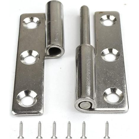 Lot de 2 petites charnières à joint coulissant pour porte de couvercle droitier – 7,6 cm de long Charnière à 6 trous en acier inoxydable robuste (1/5)
