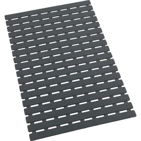 Wenko – Tapis de baignoire antidérapant 63x40 cm – Ventouses pour adhérence – Plastique écologique sans PVC – Gris moderne