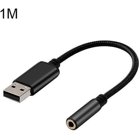 Câble de connexion audio USB vers prise jack 3,5 mm femelle pour casque - 0,2 m à 1 m - Noir (1/4)