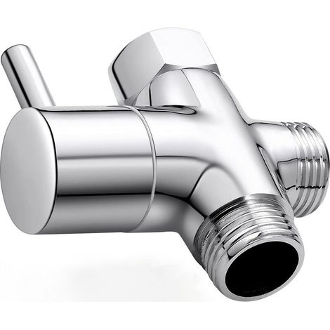 Valvola doccia in ottone con adattatore a T, valvola deviatrice per braccio doccia a 3 vie G1/2", valvola doccia universale a 3 vie, ottone cromato, per cucina e bagno, 1 pezzo