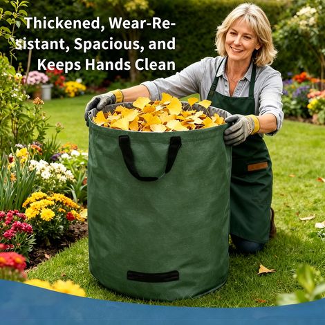 Filiyano-Sacs de ramassage de feuilles pour le jardin et l'horticulture, sacs à déchets végétaux, sacs de stockage de déchets tissés imperméables en (1/4)