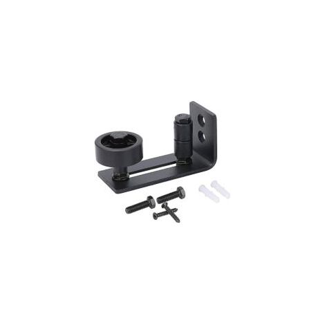Riel de alta resistencia para puertas correderas tipo granero, tope de acero al carbono negro 8 en 1, diseño de fondo plano, paneles para suelo y puerta, rodillos ajustables, sistema de montaje en par