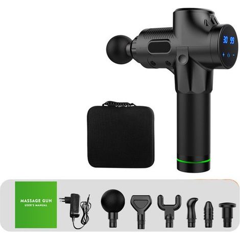 Pistolet de massage - appareil de massage - masseur musculaire - mini masseur - masseur électrique - noir - ABS noir (1/5)