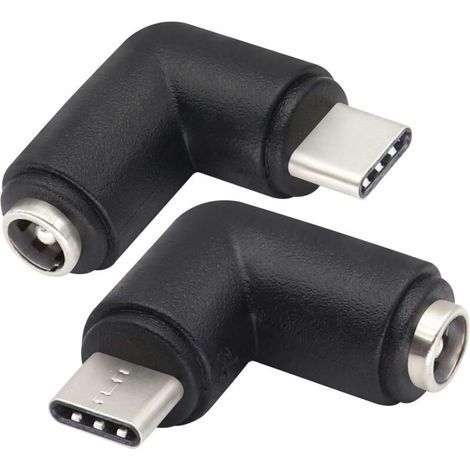 Pair (2Pack/Type C)90 Degrés Type C USB Mâle vers DC 5.5x2.1mm Connecteur Femelle DC Barrel Jack Adaptateur Secteur Type C Connecteur USB 5V pour Dispositif de Chargement USB de Type C